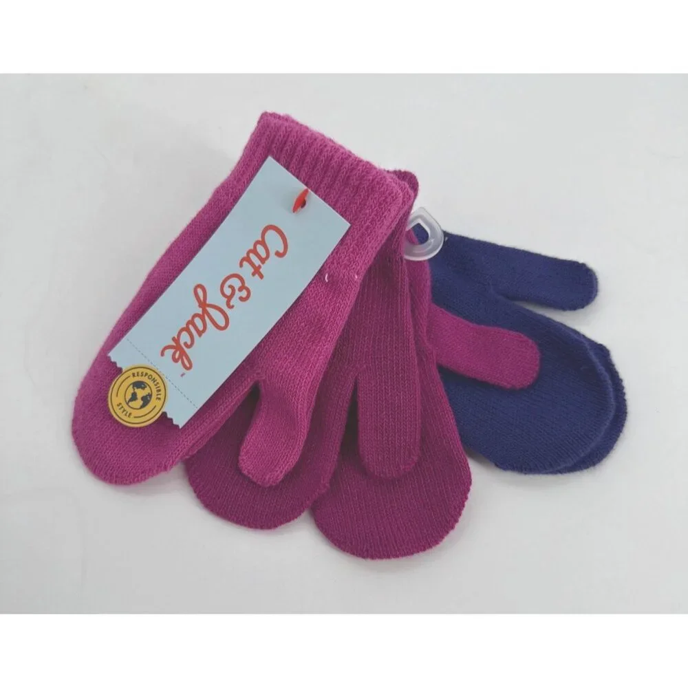 Toddler Mittens 3 Pack Cat & Jack Pink Magenta Purple 2T-5T